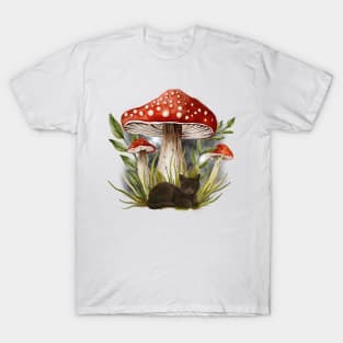 Cozy Cat Nap Under a Mushroom T-Shirt